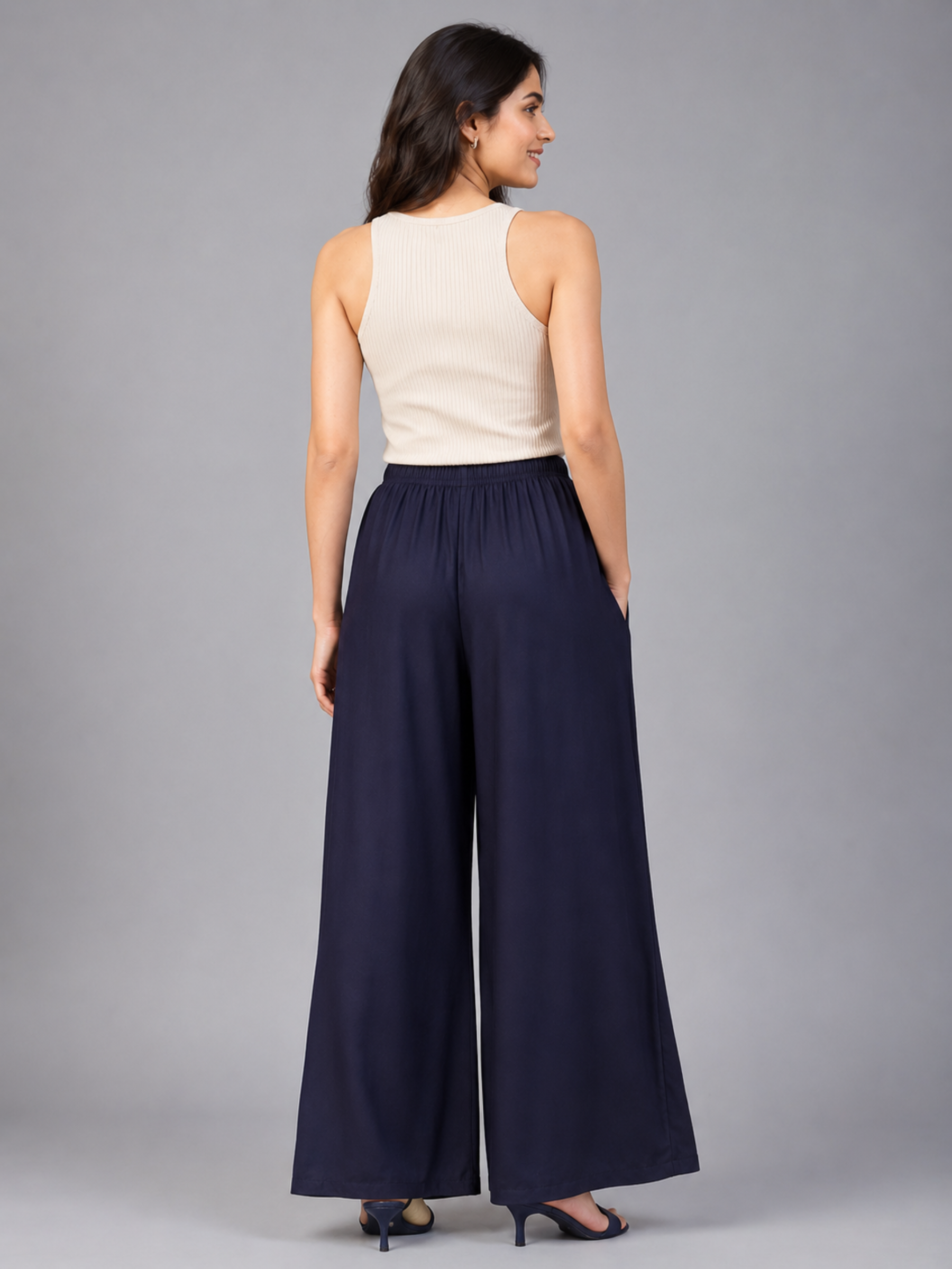 Stylish Women's Palazzo - Navy Blue