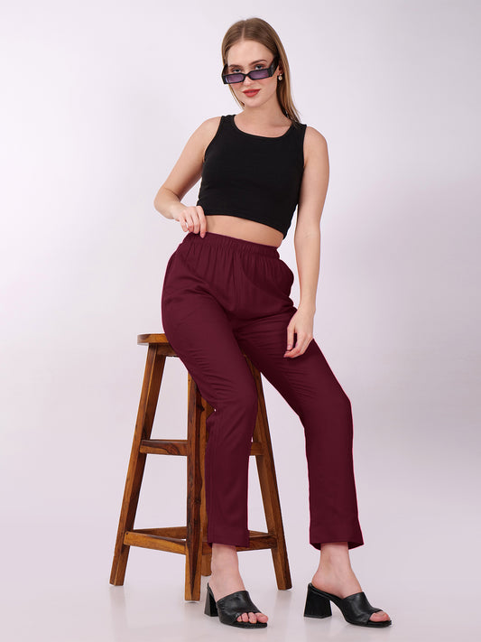 Stylish Women's Super Soft Pants - Wine