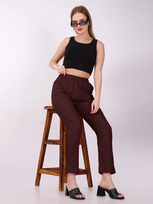 Stylish Women's Super Soft Pants - Coffee Brown