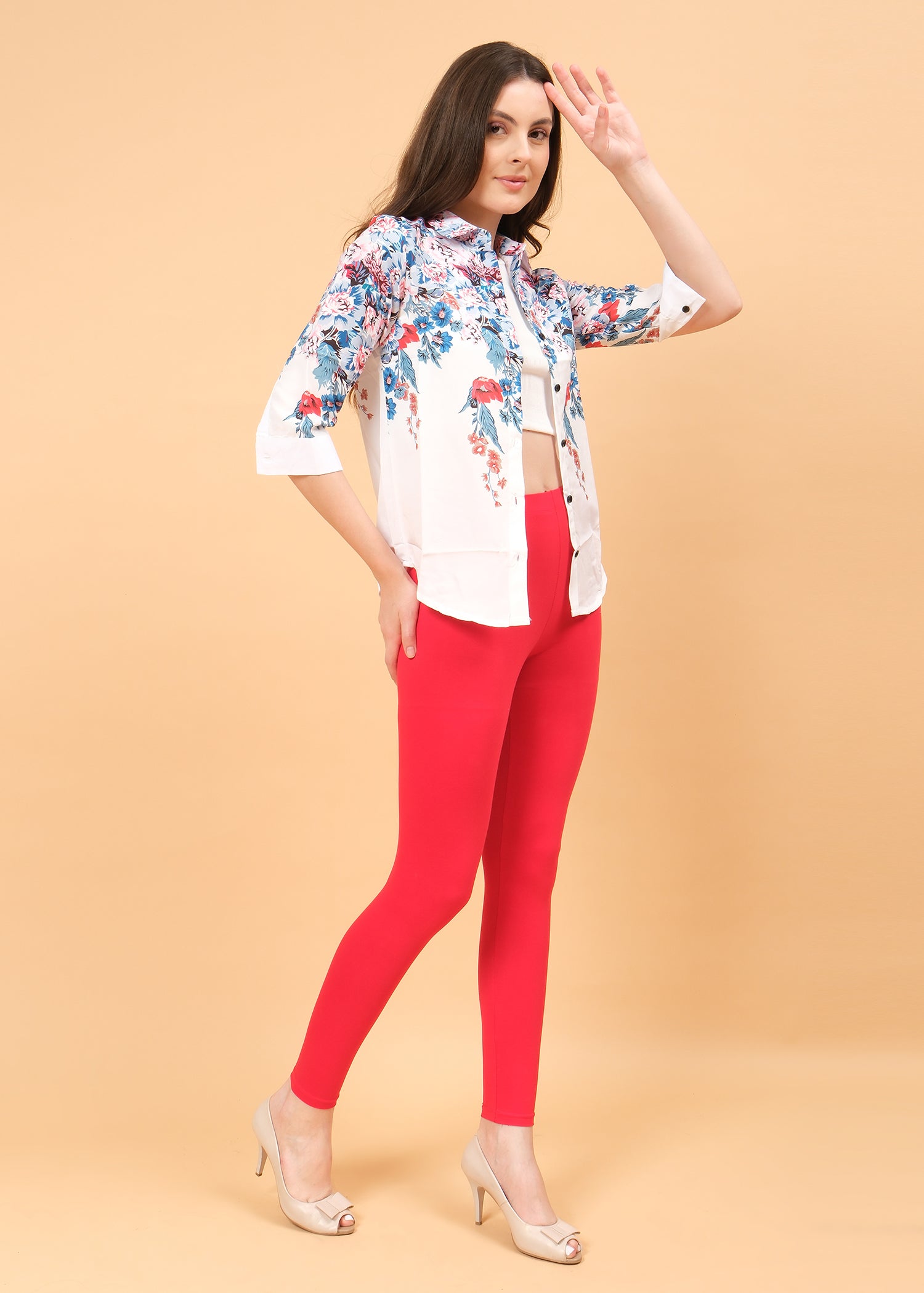 Women Ankle Length Leggings - Red