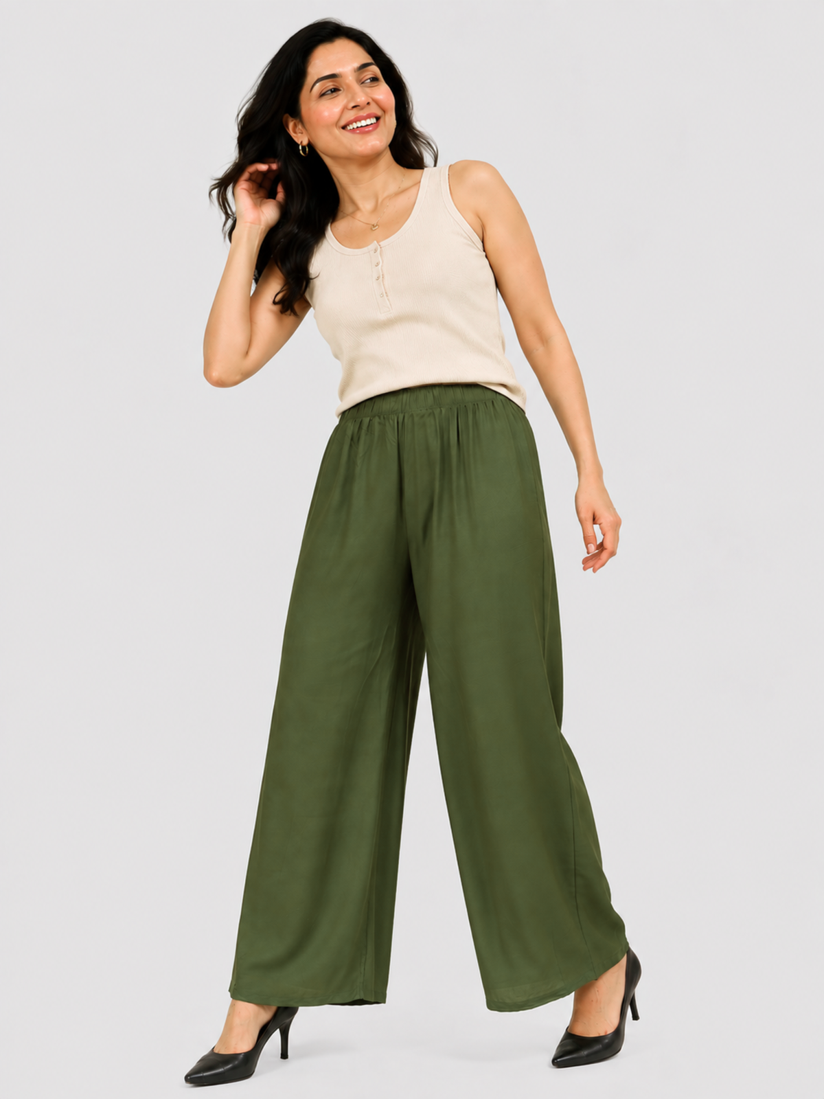 Stylish Women's Palazzo - Olive Green