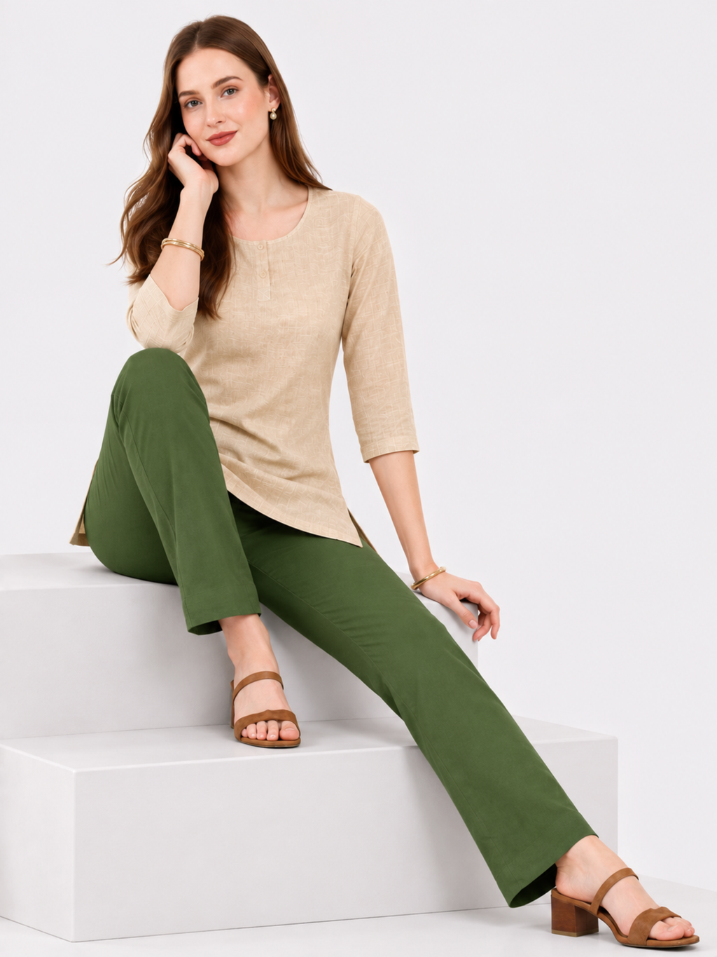 Stylish Women's Rayon Kurti Pants - Olive Green