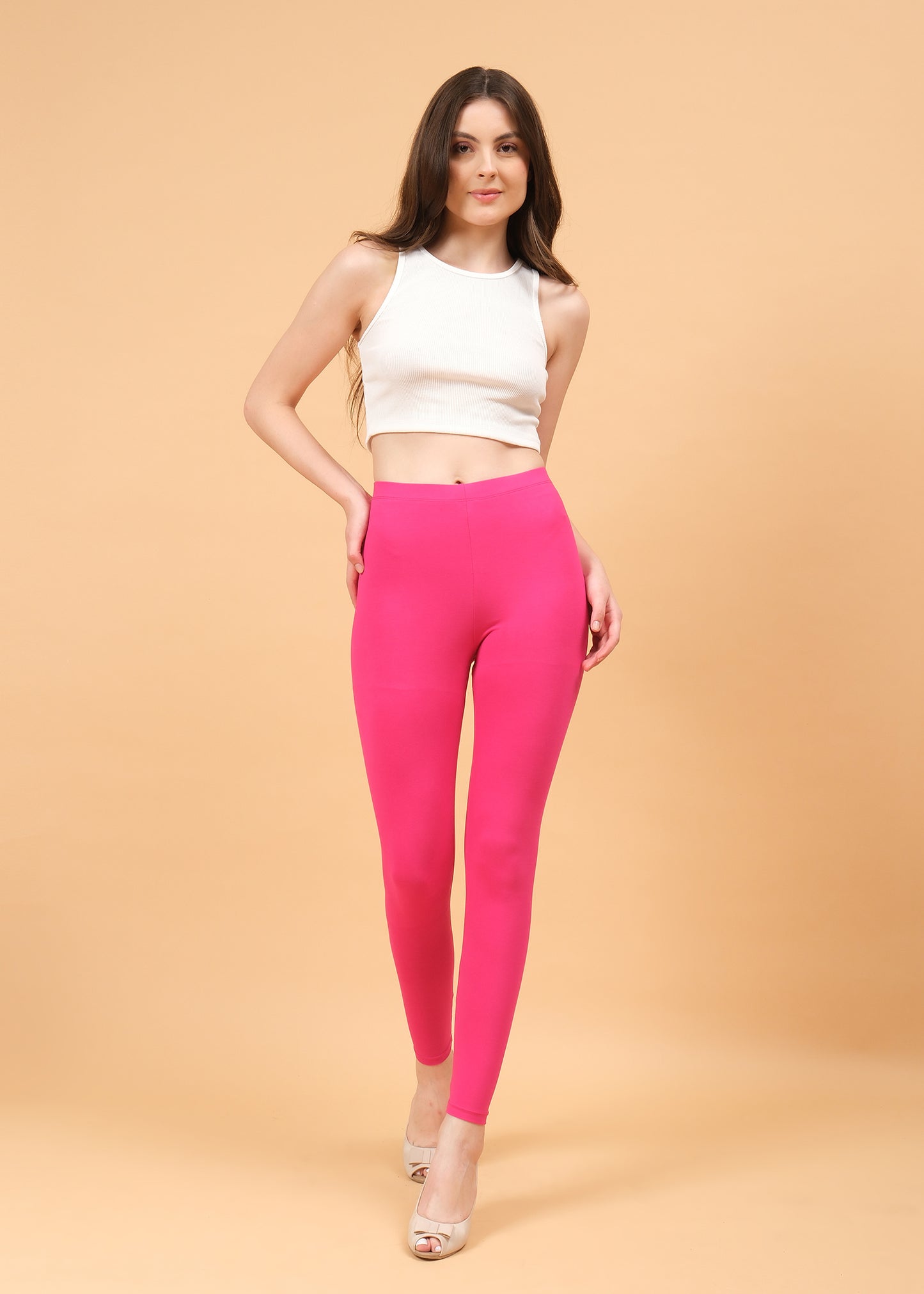 Women Ankle Length Leggings - Magenta