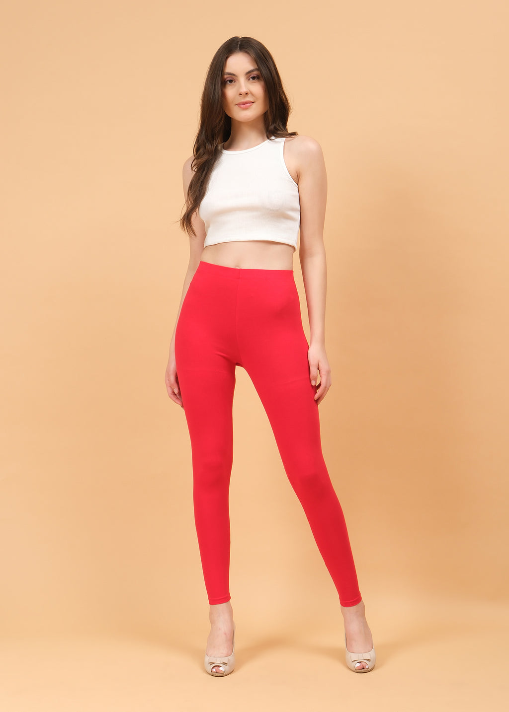 Women Ankle Length Leggings - Red