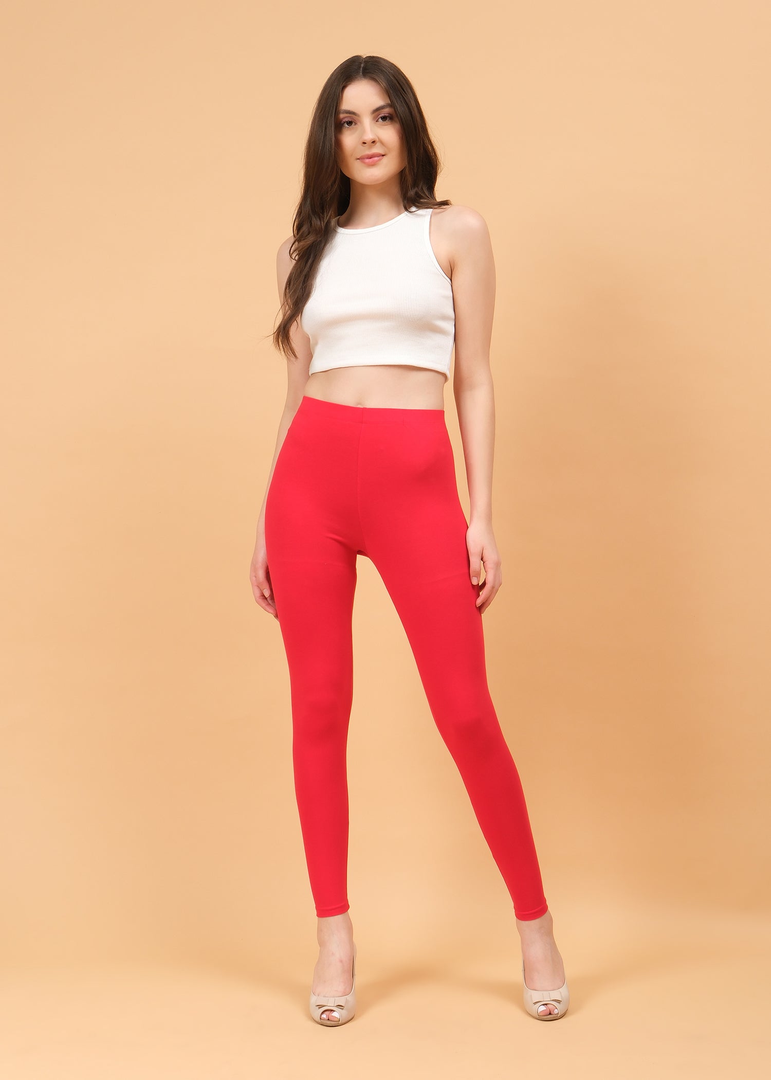 Women Ankle Length Leggings - Red