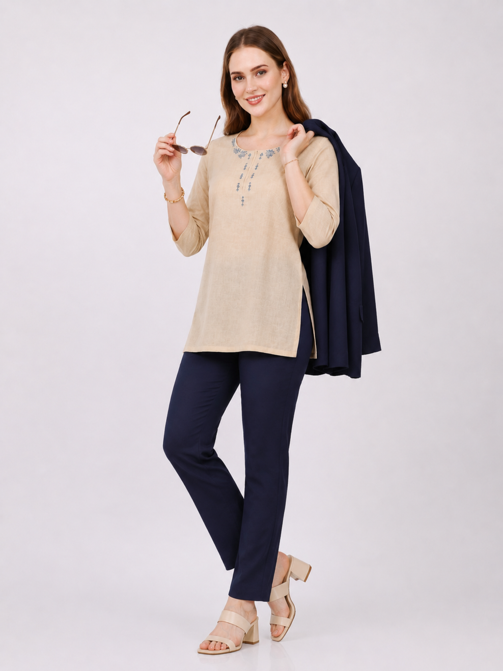 Stylish Women's Rayon Kurti Pants - Navy Blue