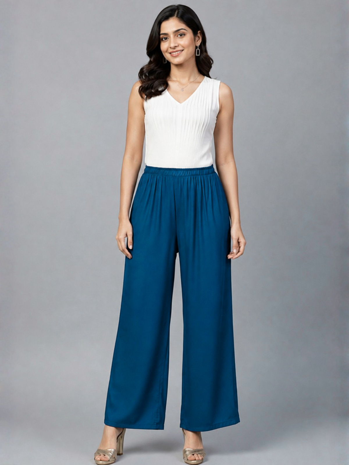 Stylish Women's Palazzo - Petrol Blue
