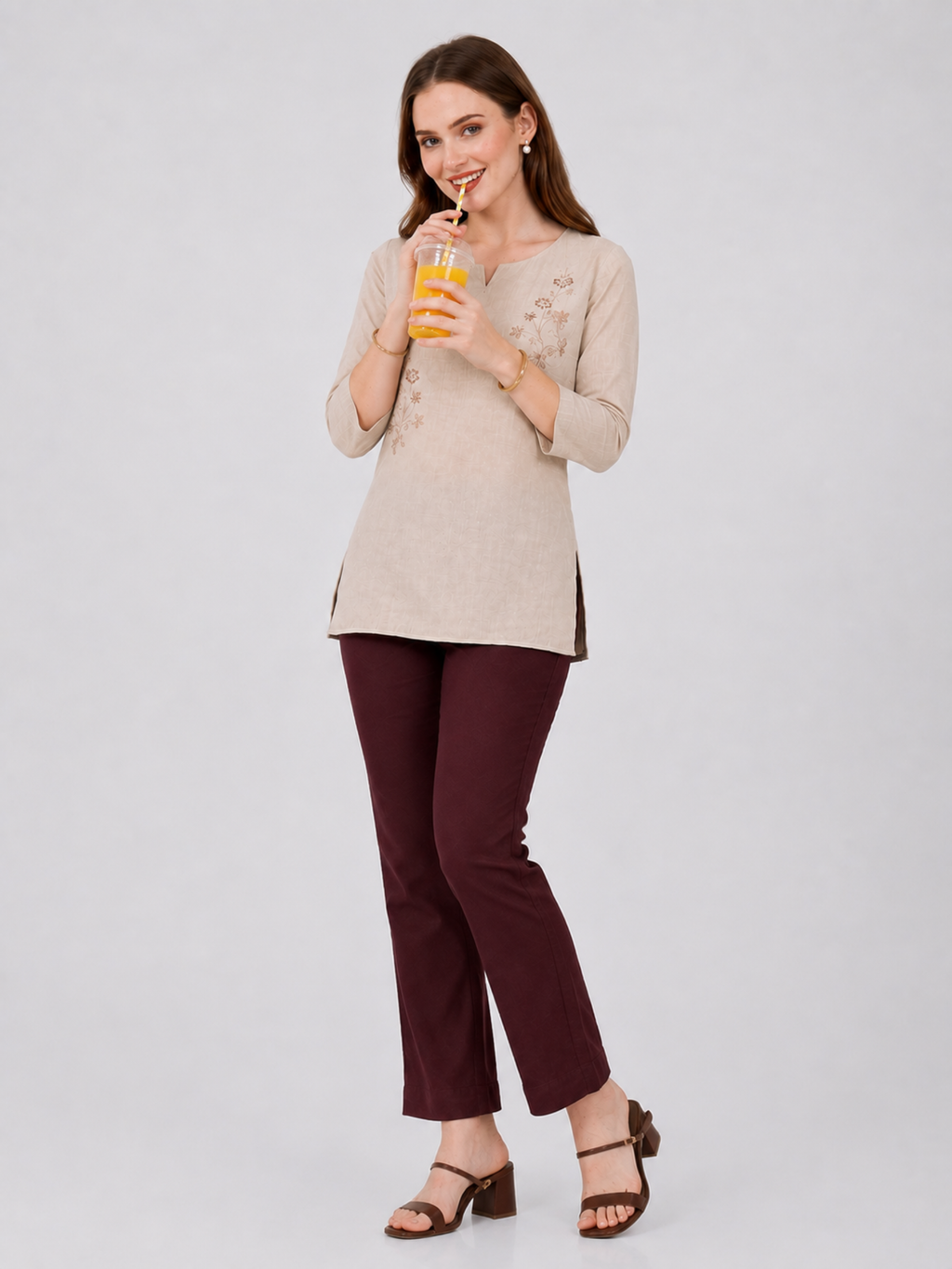 Stylish Women's Rayon Kurti Pants - Coffee Brown