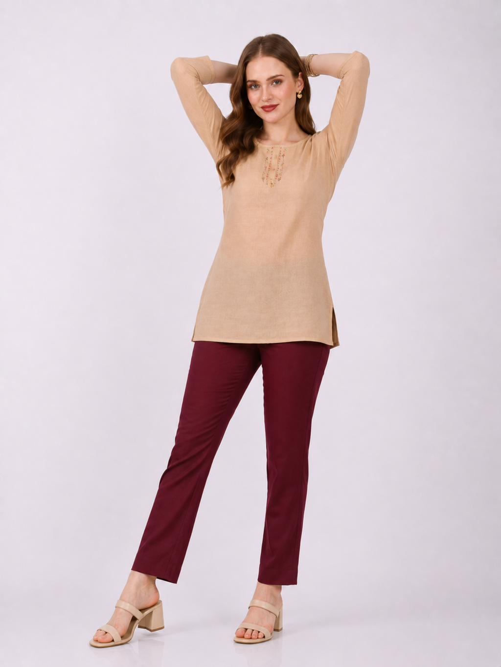 Stylish Women's Rayon Kurti Pants - Wine
