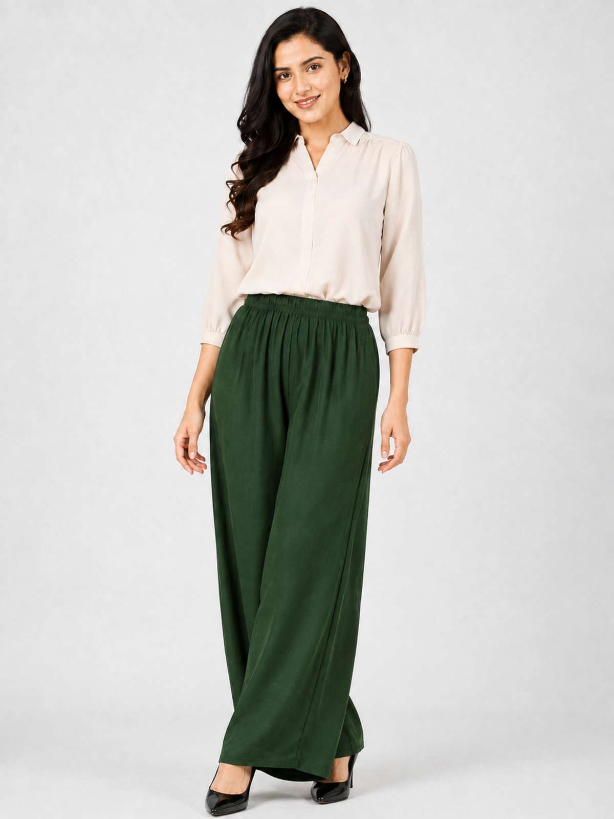 Stylish Women's Palazzo - Bottle Green
