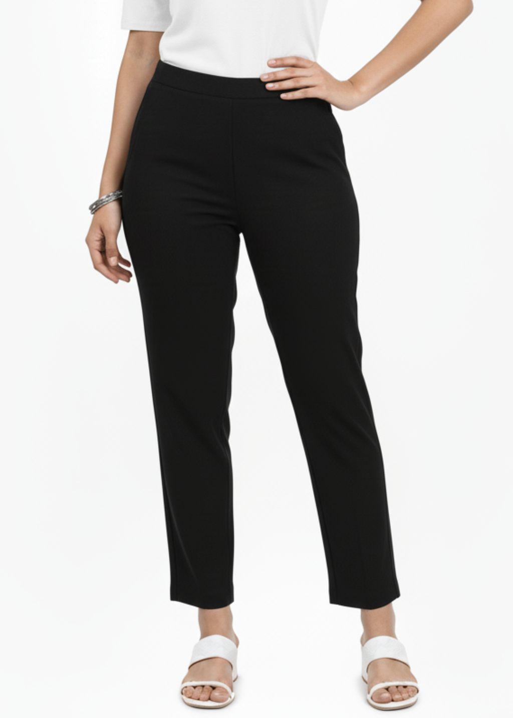 Super Soft Cotton Straight Pants - Black