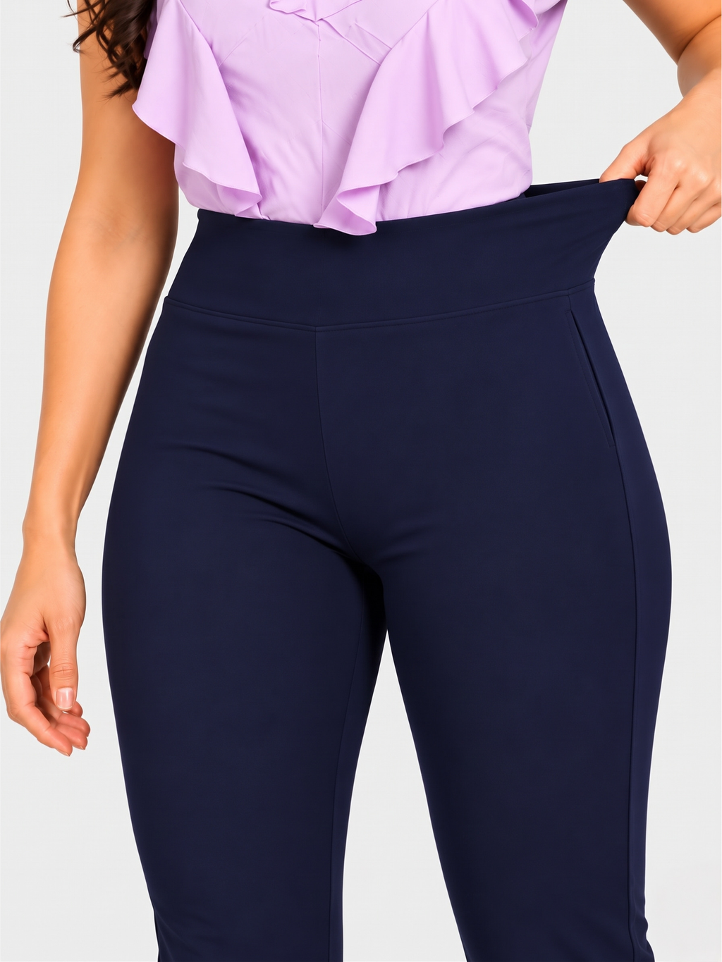 Super Soft Cotton Flared Pants - Navy Blue