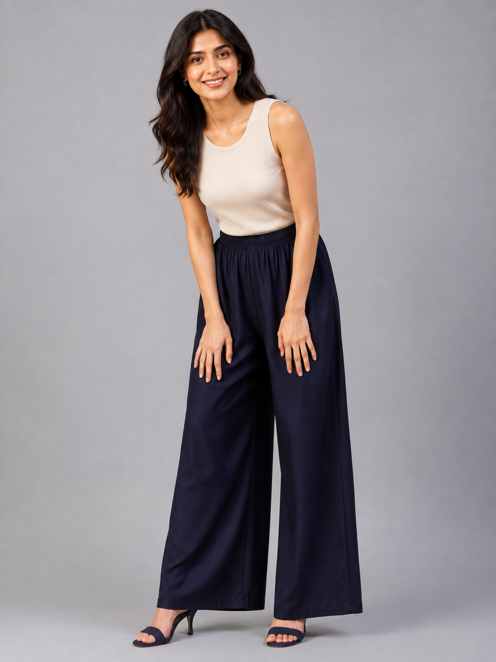 Stylish Women's Palazzo - Navy Blue