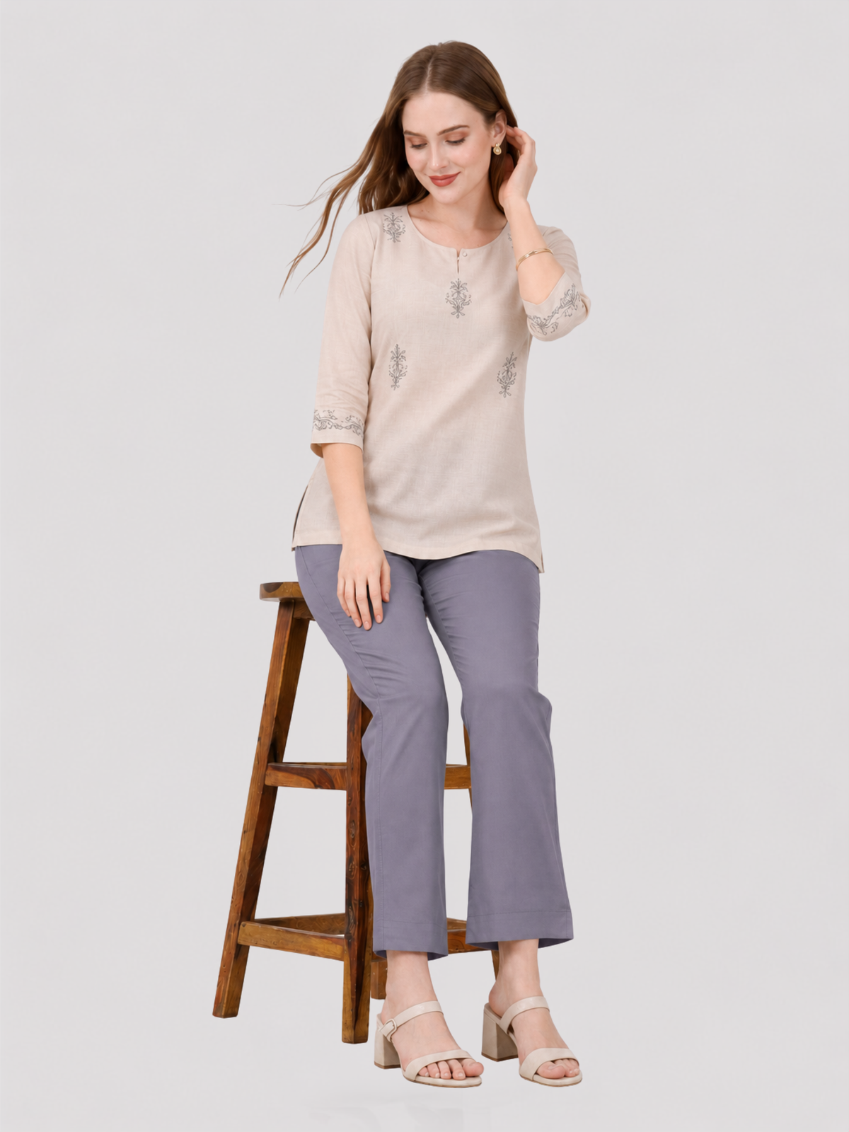 Stylish Women's Rayon Kurti Pants - Grey