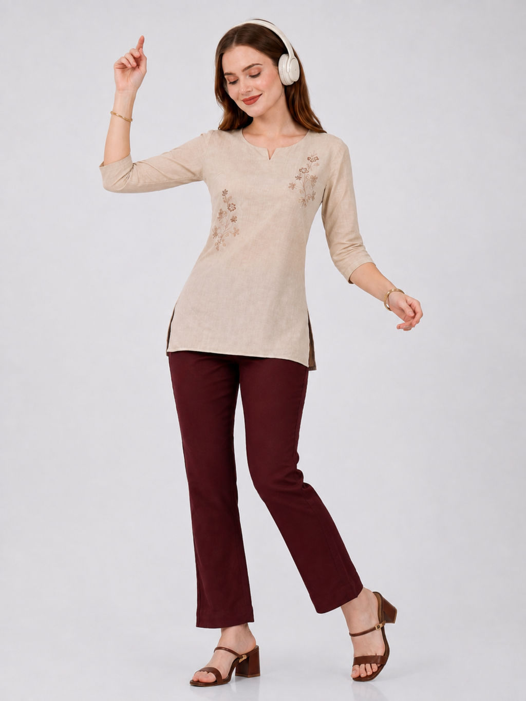 Stylish Women's Rayon Kurti Pants - Coffee Brown