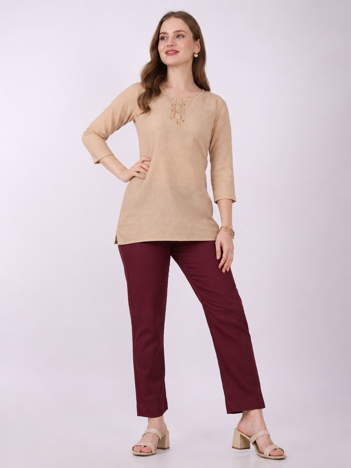 Stylish Women's Rayon Kurti Pants - Wine