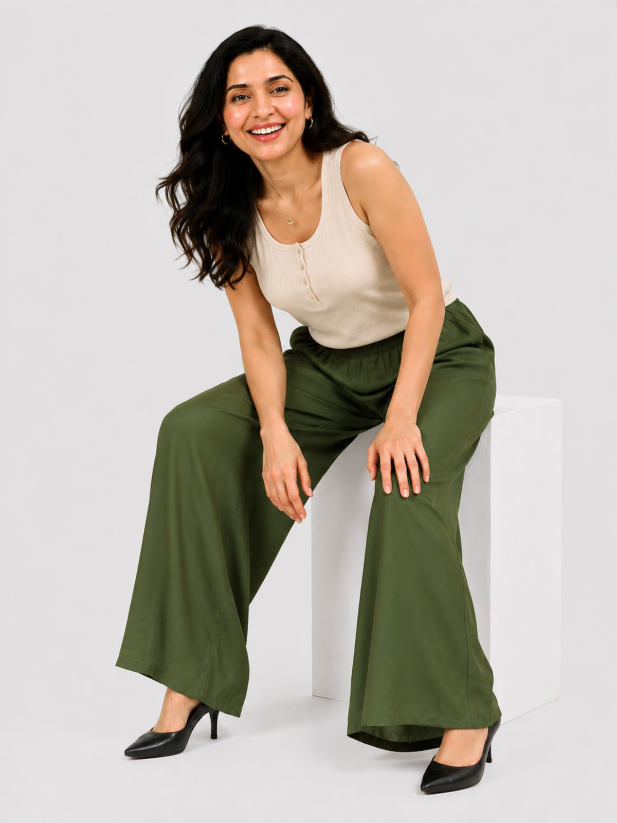 Stylish Women's Palazzo - Olive Green