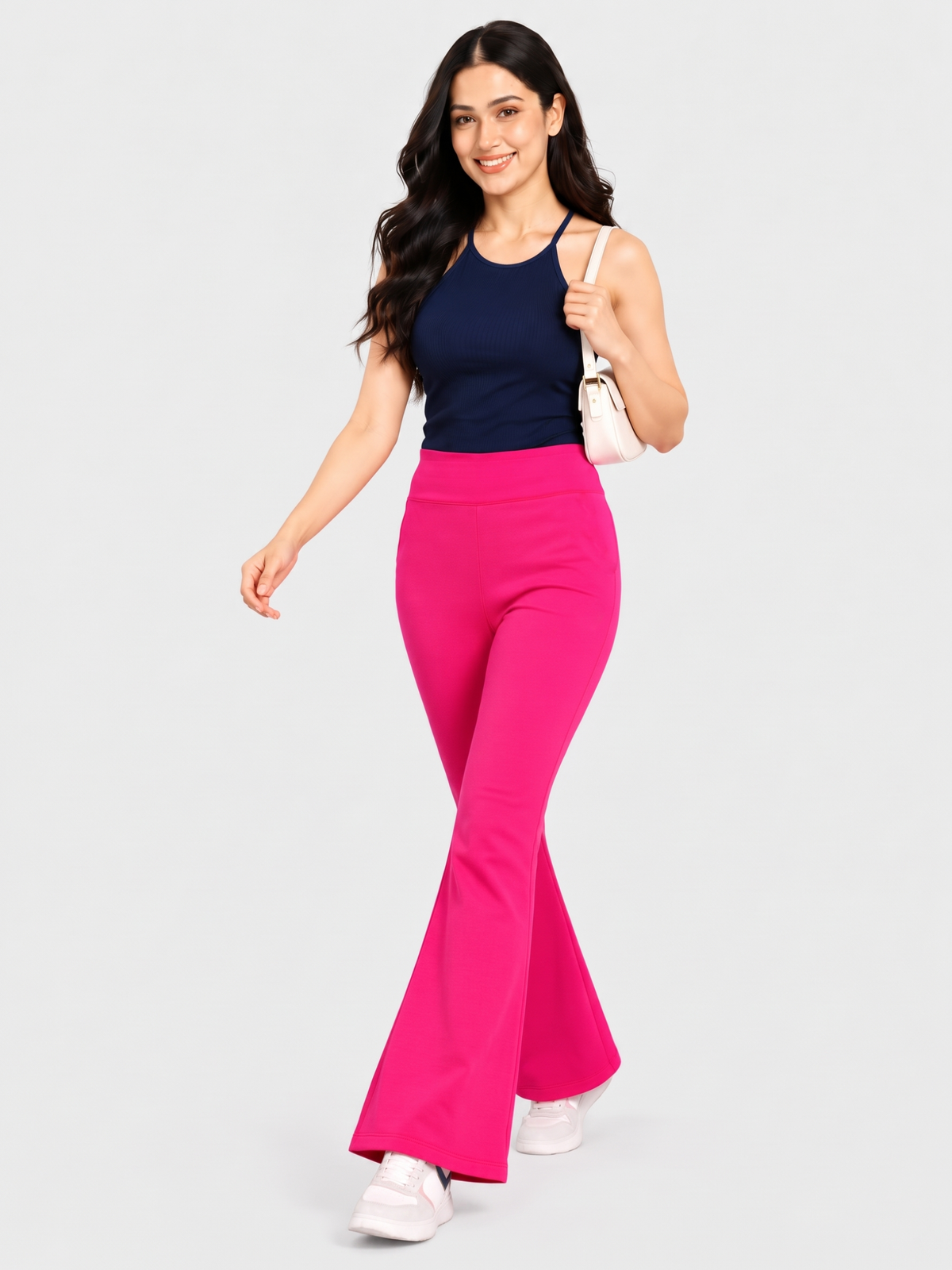 Super Soft Cotton Flared Pants - Magenta