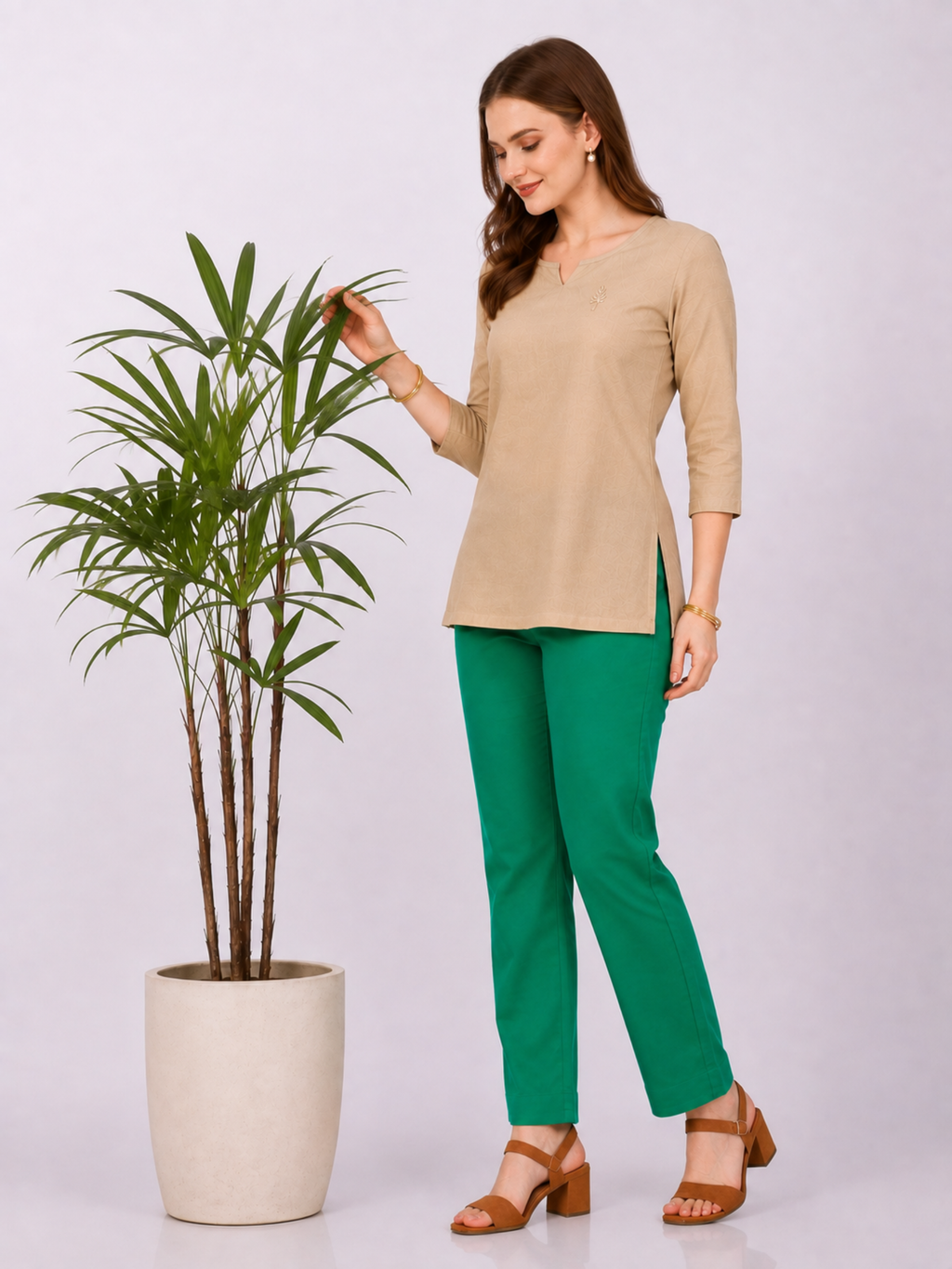 Stylish Women's Rayon Kurti Pants - Sea Green
