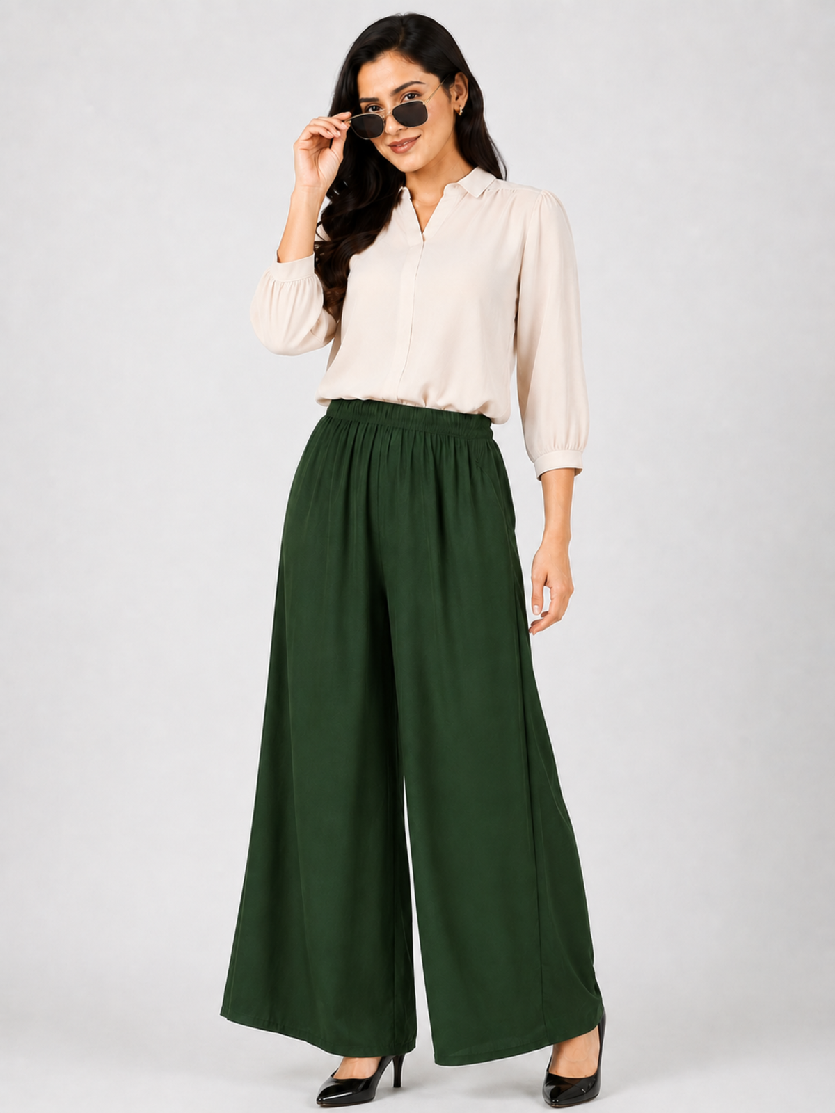 Stylish Women's Palazzo - Bottle Green