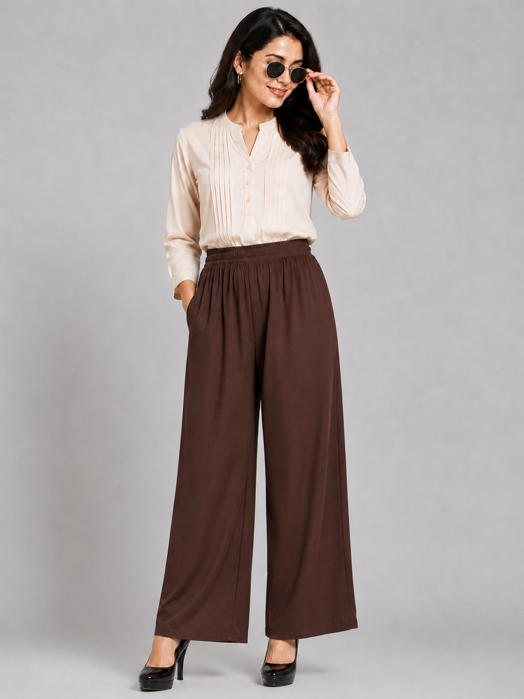 Stylish Women's Palazzo - Coffee Brown