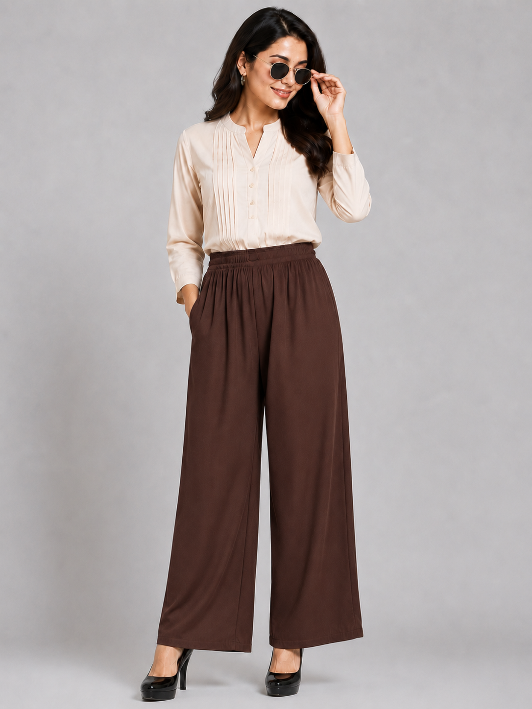 Stylish Women's Palazzo - Coffee Brown