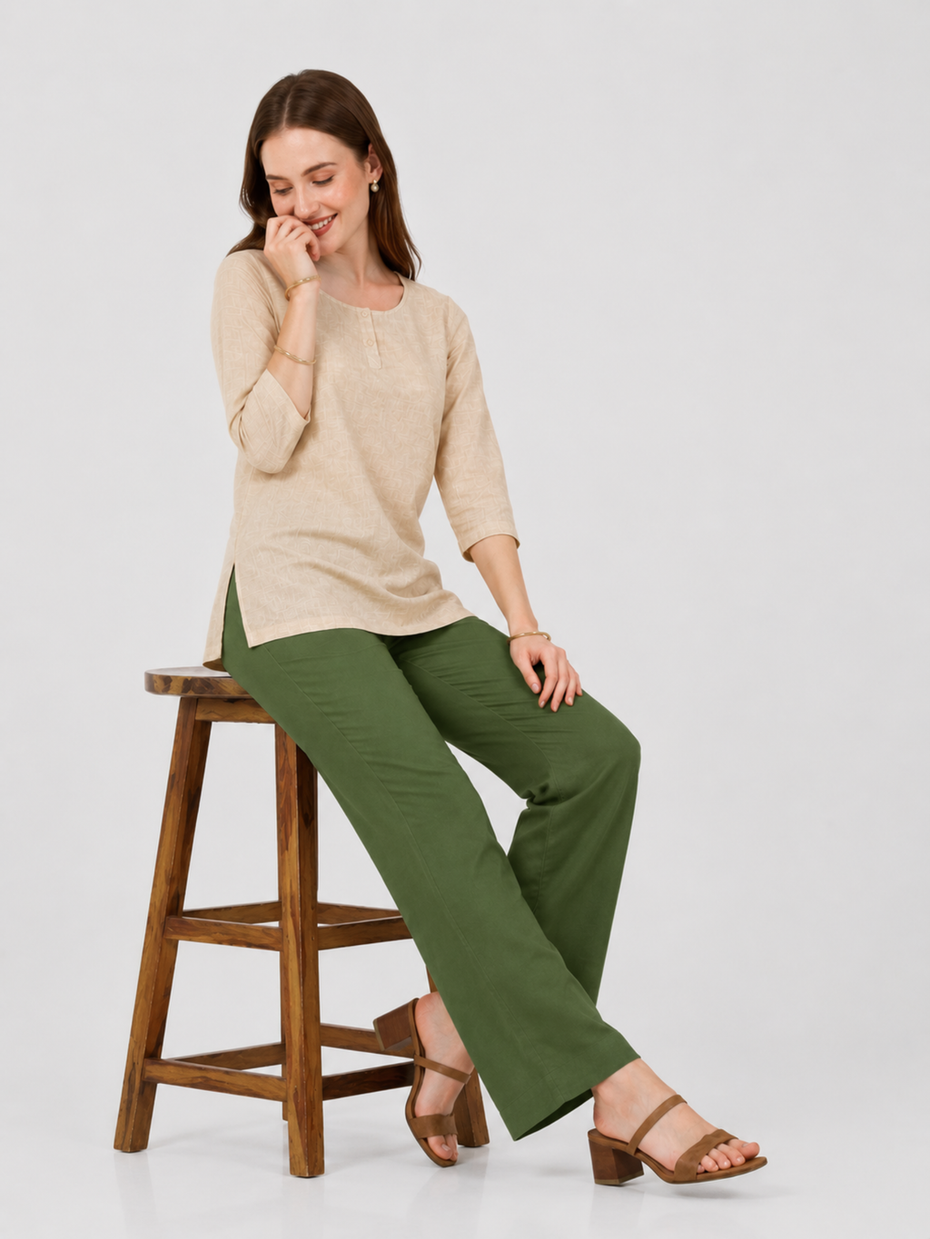 Stylish Women's Rayon Kurti Pants - Olive Green