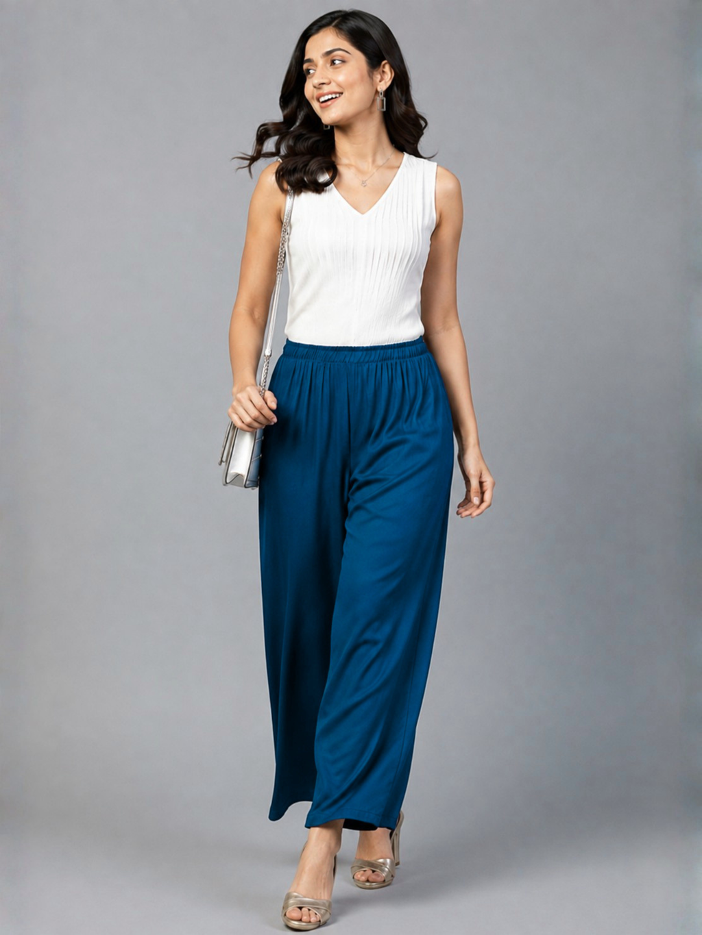 Stylish Women's Palazzo - Petrol Blue
