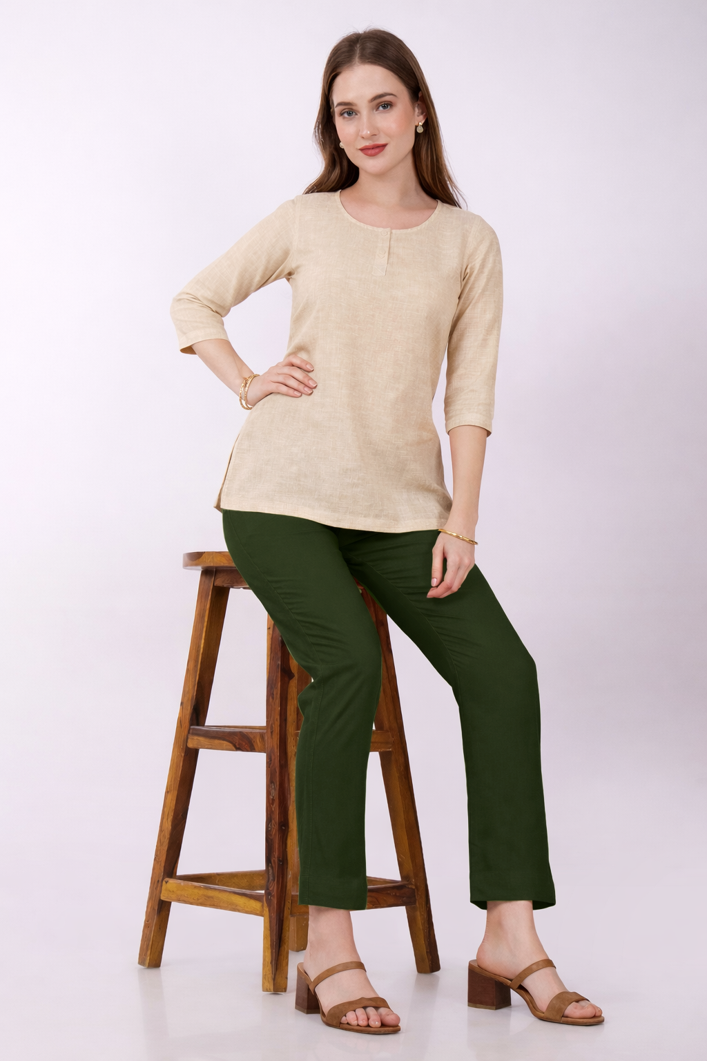 Stylish Women's Rayon Kurti Pants - Bottlegreen