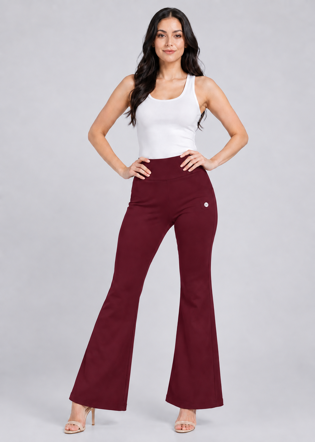 Super Soft Cotton Flared Pants - Maroon