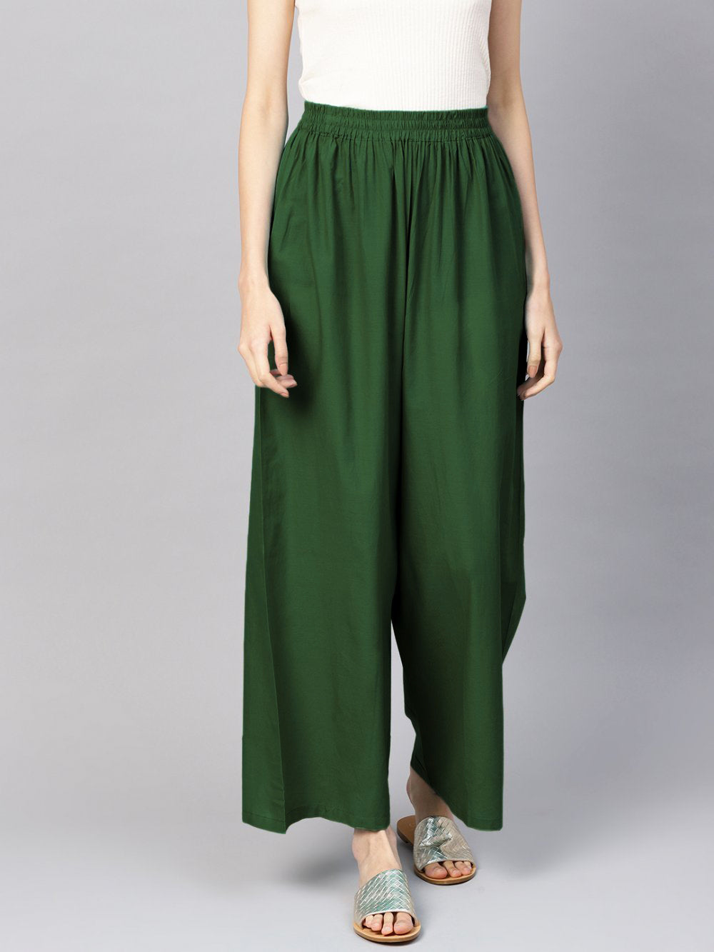 Stylish Women's Palazzo - Bottle Green