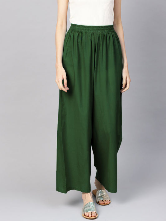 Stylish Women's Palazzo - Bottle Green