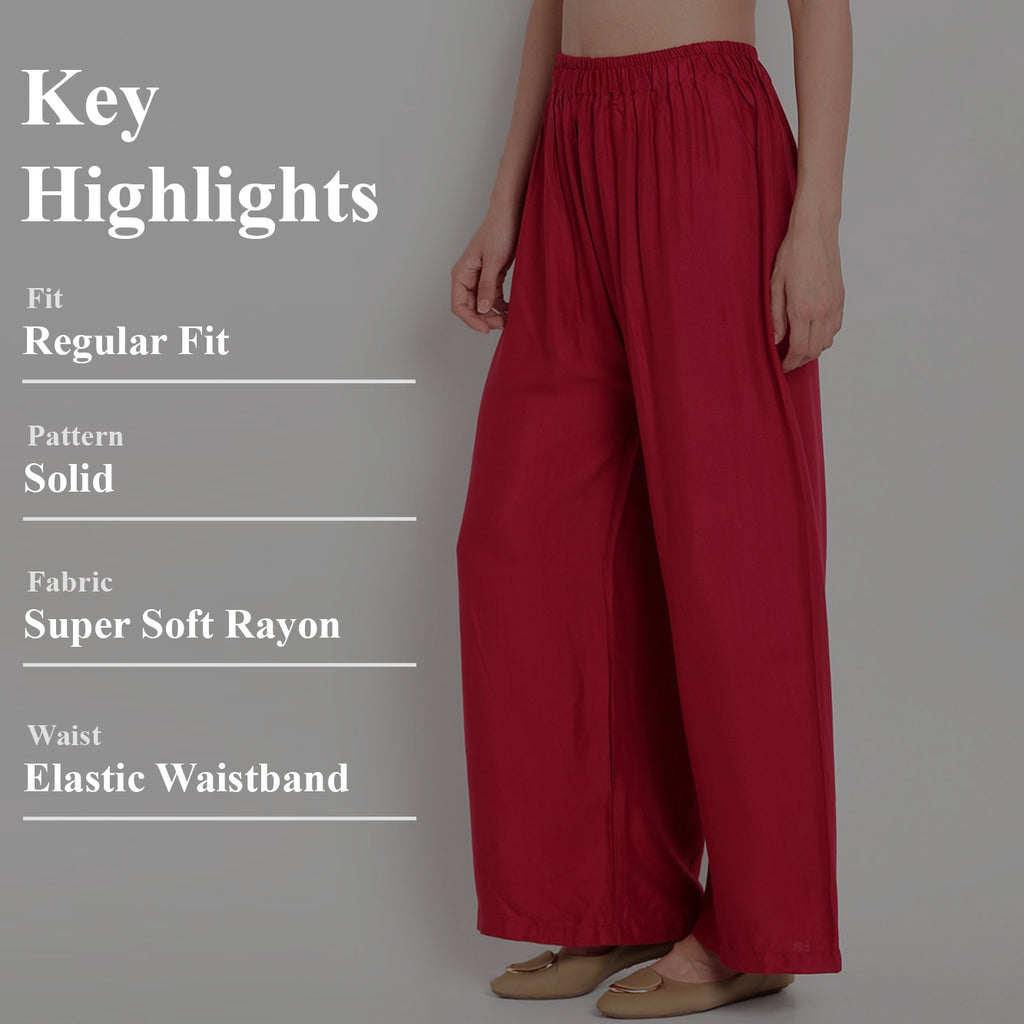 Stylish Women's Palazzo - Maroon