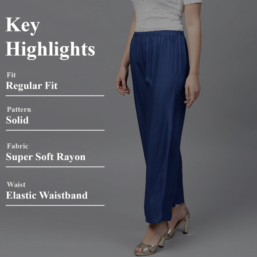Stylish Women's Palazzo - Petrol Blue