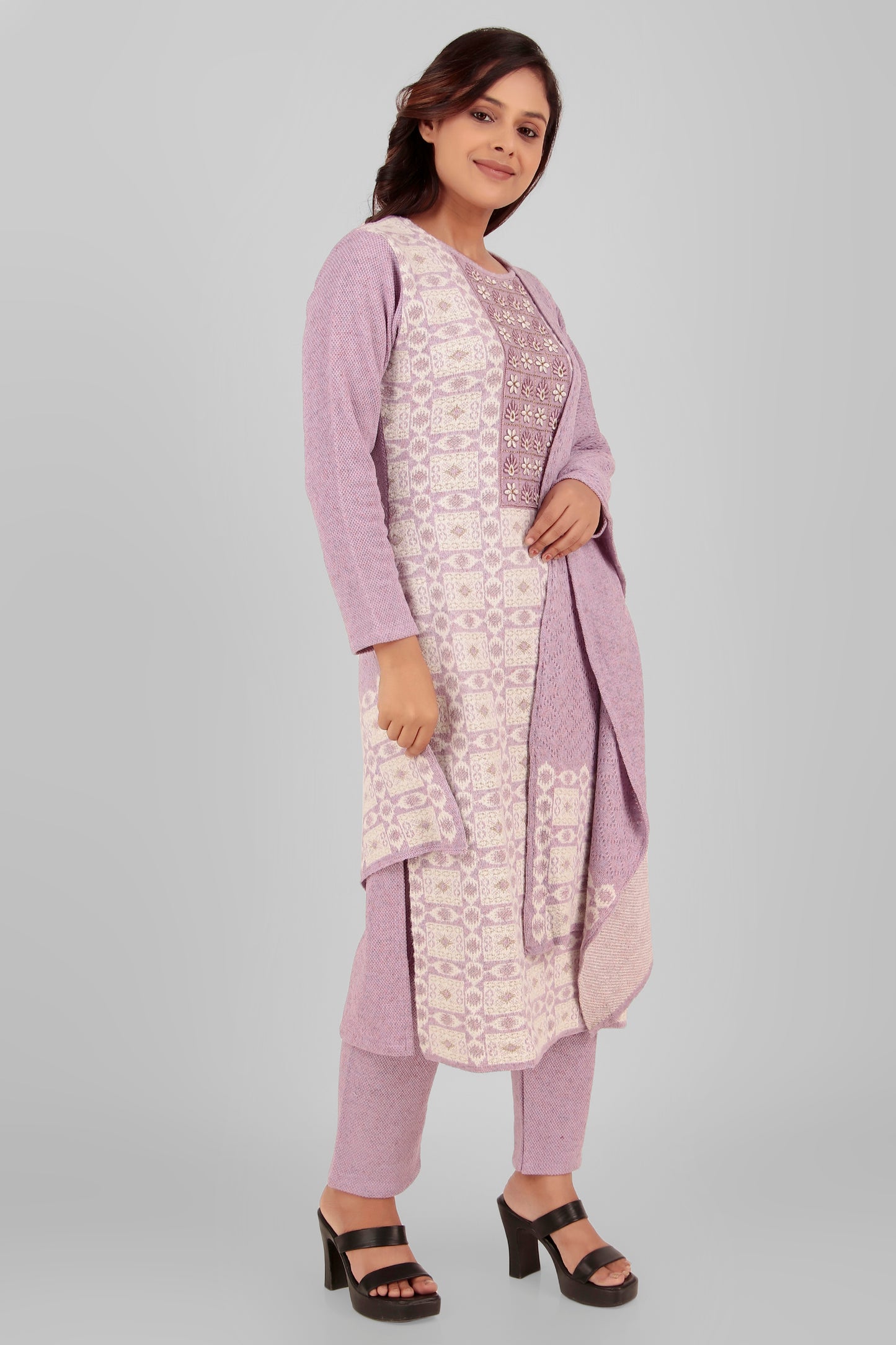 Woolen Kurti with Pant & Dupatta set for women, 3pcs set