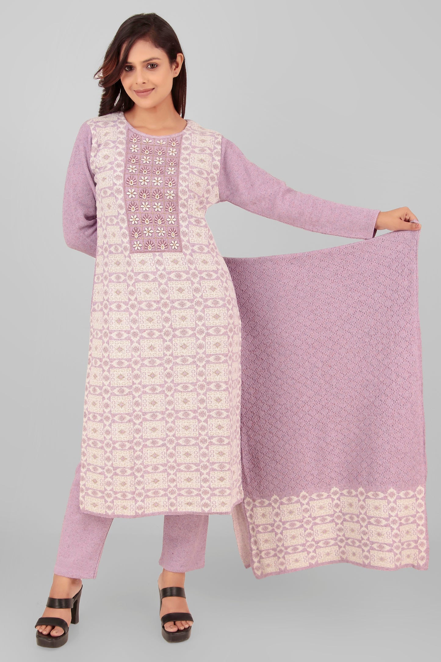 Woolen Kurti with Pant & Dupatta set for women, 3pcs set