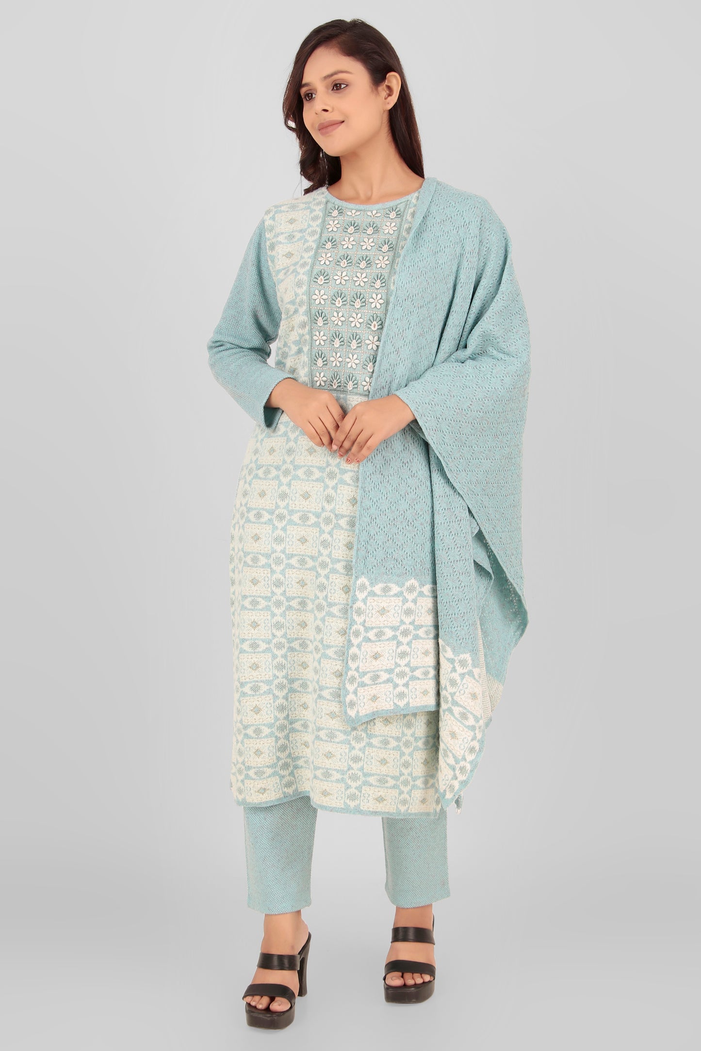 Woolen Kurti with Pant & Dupatta set for women, 3pcs set