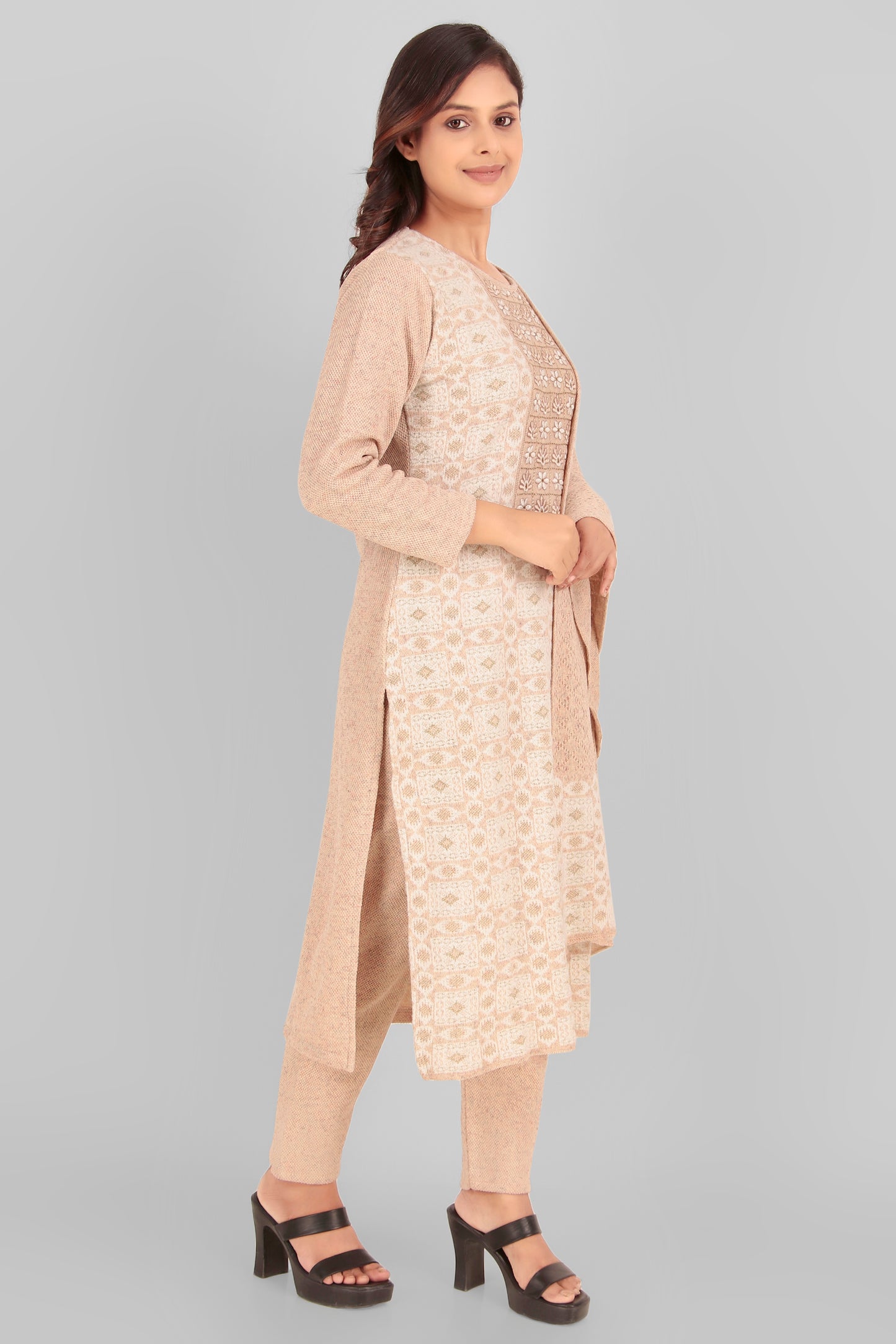 Woolen Kurti with Pant & Dupatta set for women, 3pcs set