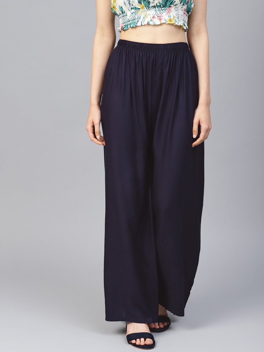 Stylish Women's Palazzo - Navy Blue
