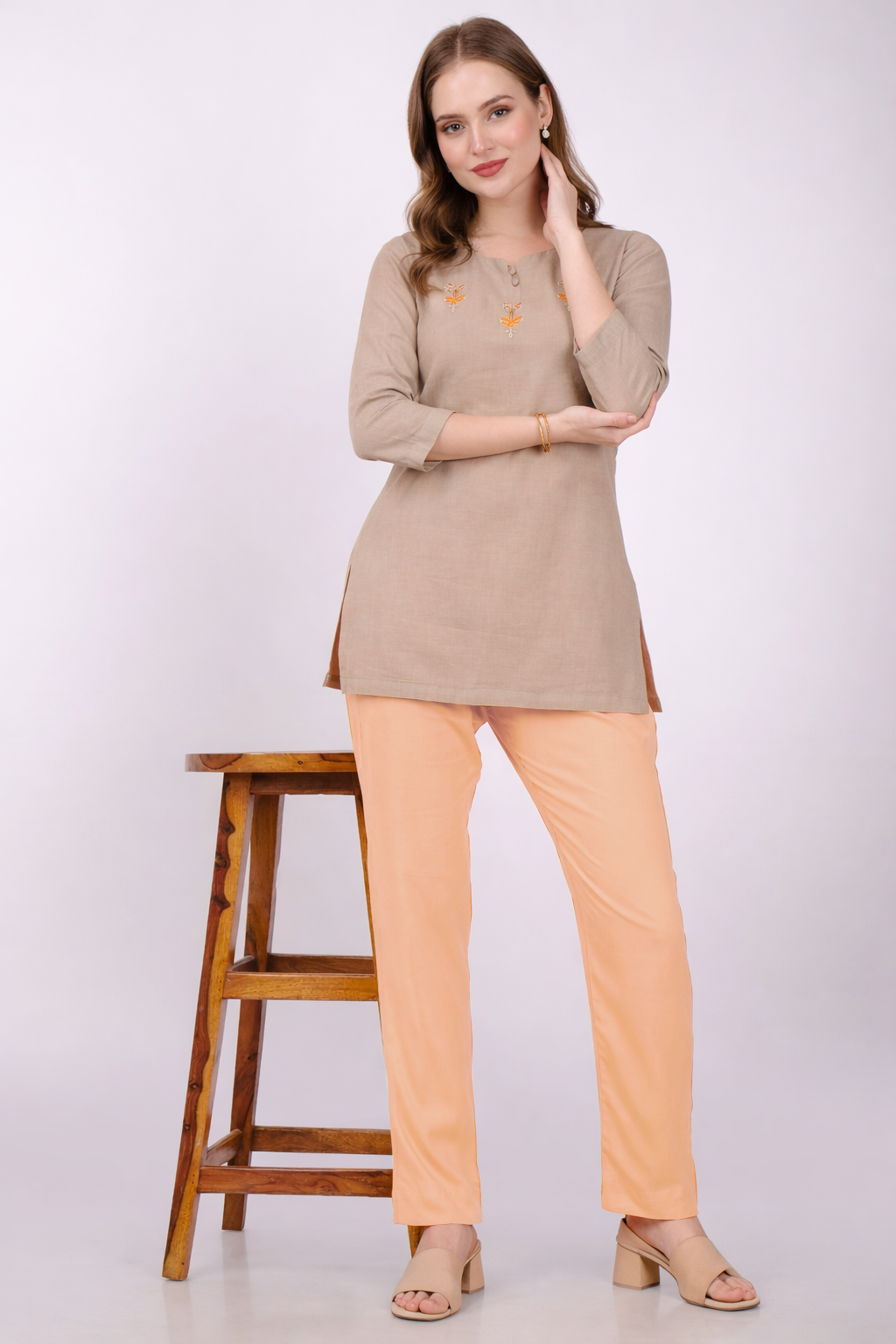 Stylish Women's Rayon Kurti Pants - Peach