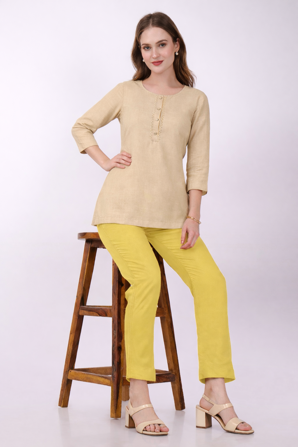 Stylish Women's Rayon Kurti Pants - Beige