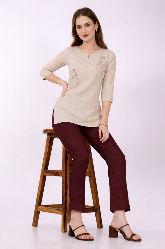 Stylish Women's Rayon Kurti Pants - Coffee Brown