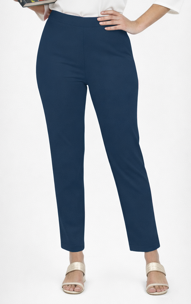 Super Soft Cotton Straight Pants - Navy Blue