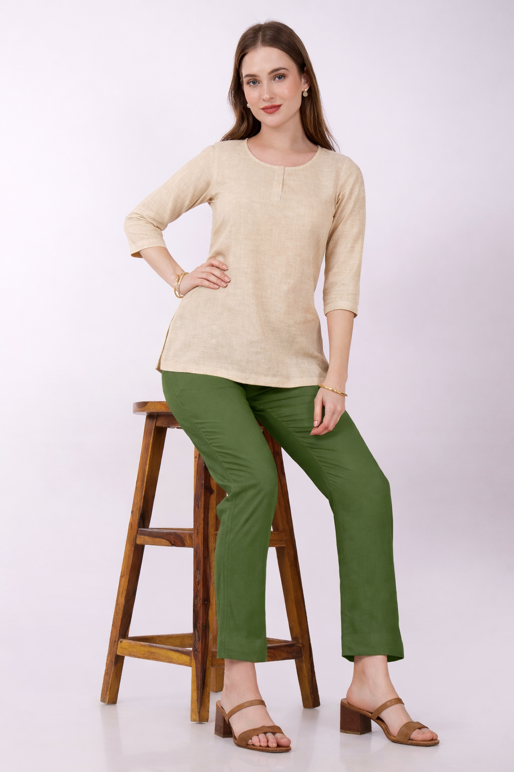 Stylish Women's Rayon Kurti Pants - Olive Green