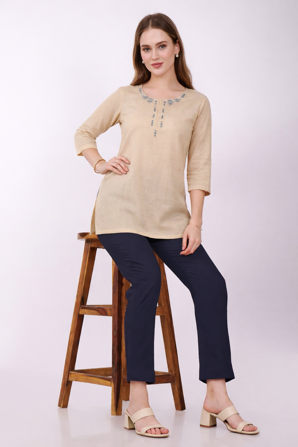 Stylish Women's Rayon Kurti Pants - Navy Blue