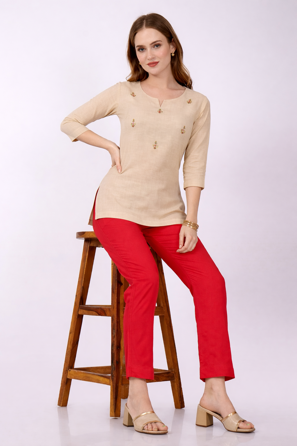 Stylish Women's Rayon Kurti Pants - Red