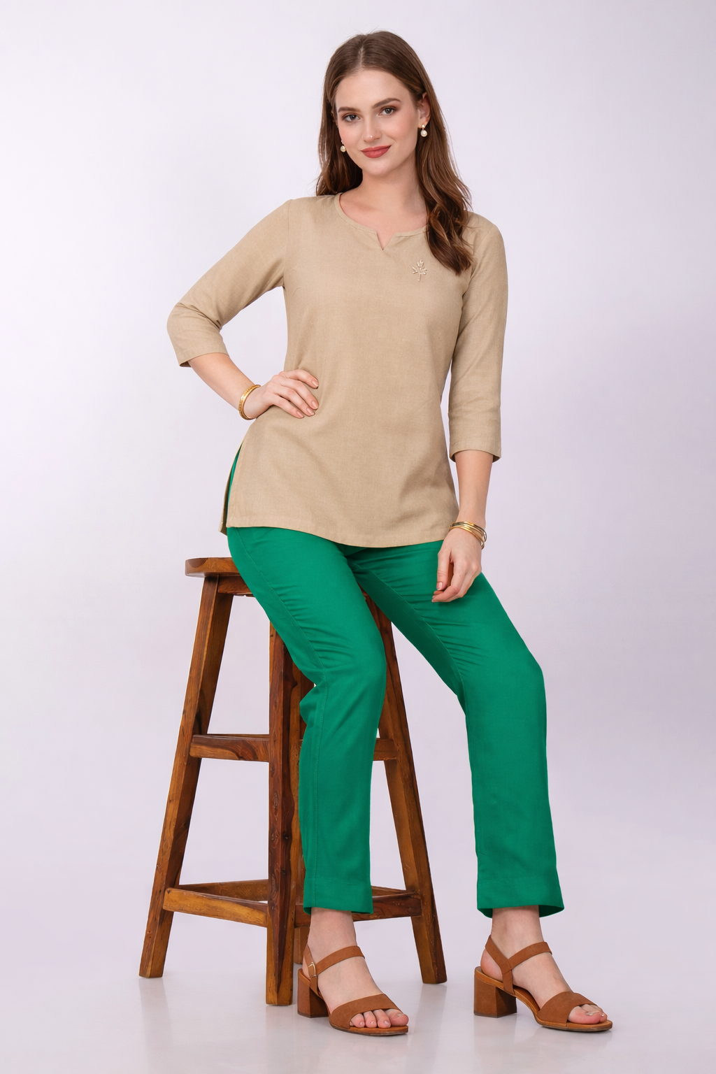 Stylish Women's Rayon Kurti Pants - Sea Green